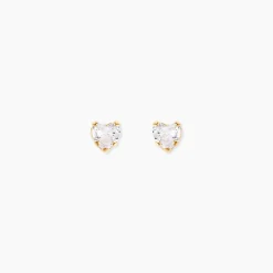 Boucles D'oreilles Puces Daria Coeur Or Jaune Oxyde
