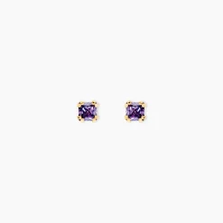Boucles D'oreilles Puces Doreen Carre Or Jaune Oxyde De Zirconium
