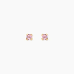 Boucles D'oreilles Puces Doreen Carre Or Jaune Oxyde De Zirconium
