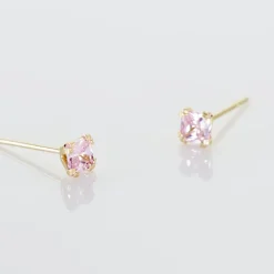 Boucles D'oreilles Puces Doreen Carre Or Jaune Oxyde De Zirconium