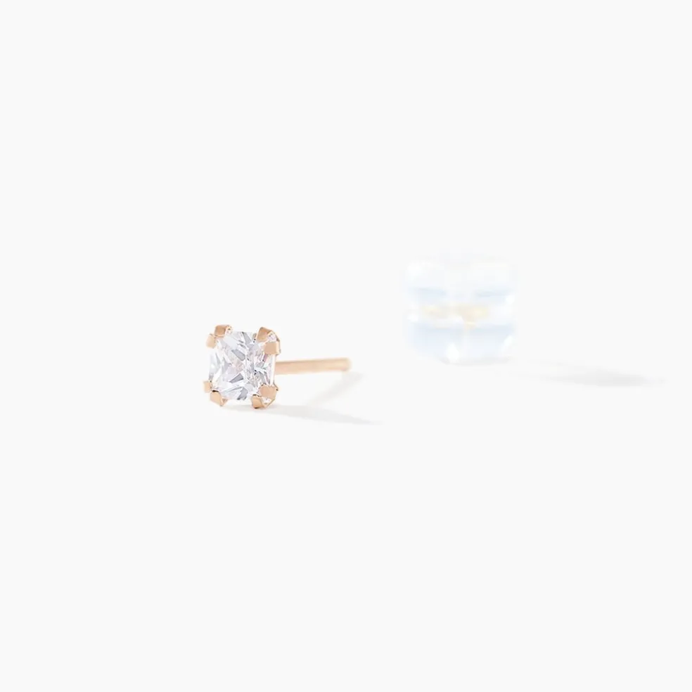 Boucles D'oreilles Puces Doreen Carre Or Rose Oxyde De Zirconium