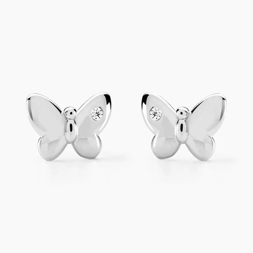 Boucles D'oreilles Puces Diep Argent Blanc Oxyde De Zirconium
