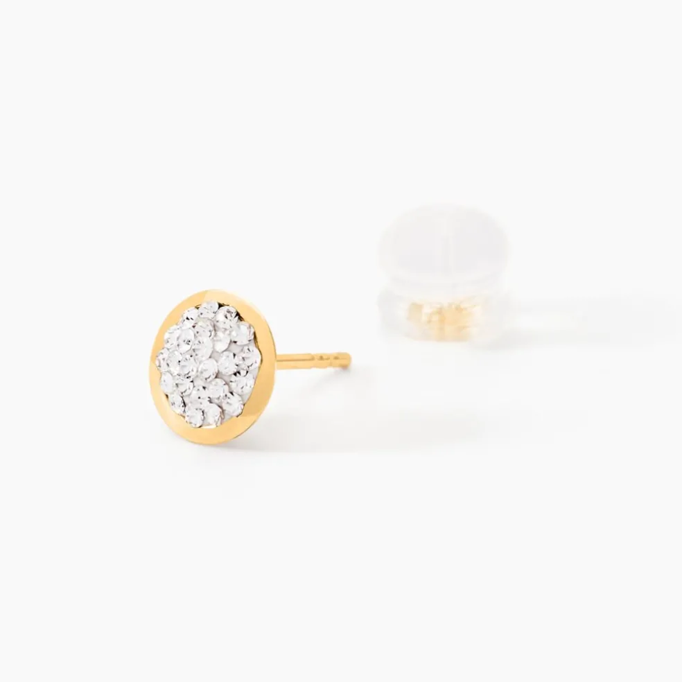 Boucles D'oreilles Puces Edmee Cercle 0 Or Jaune Strass