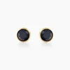 Boucles D'oreilles Puces Edy Serti Clos Or Jaune Saphir