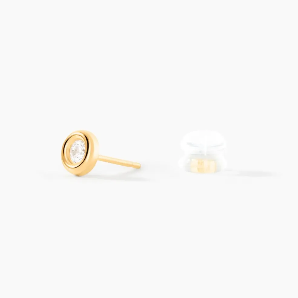 Boucles D'oreilles Puces Eden Serti Pneu Or Jaune Oxyde De Zirconium