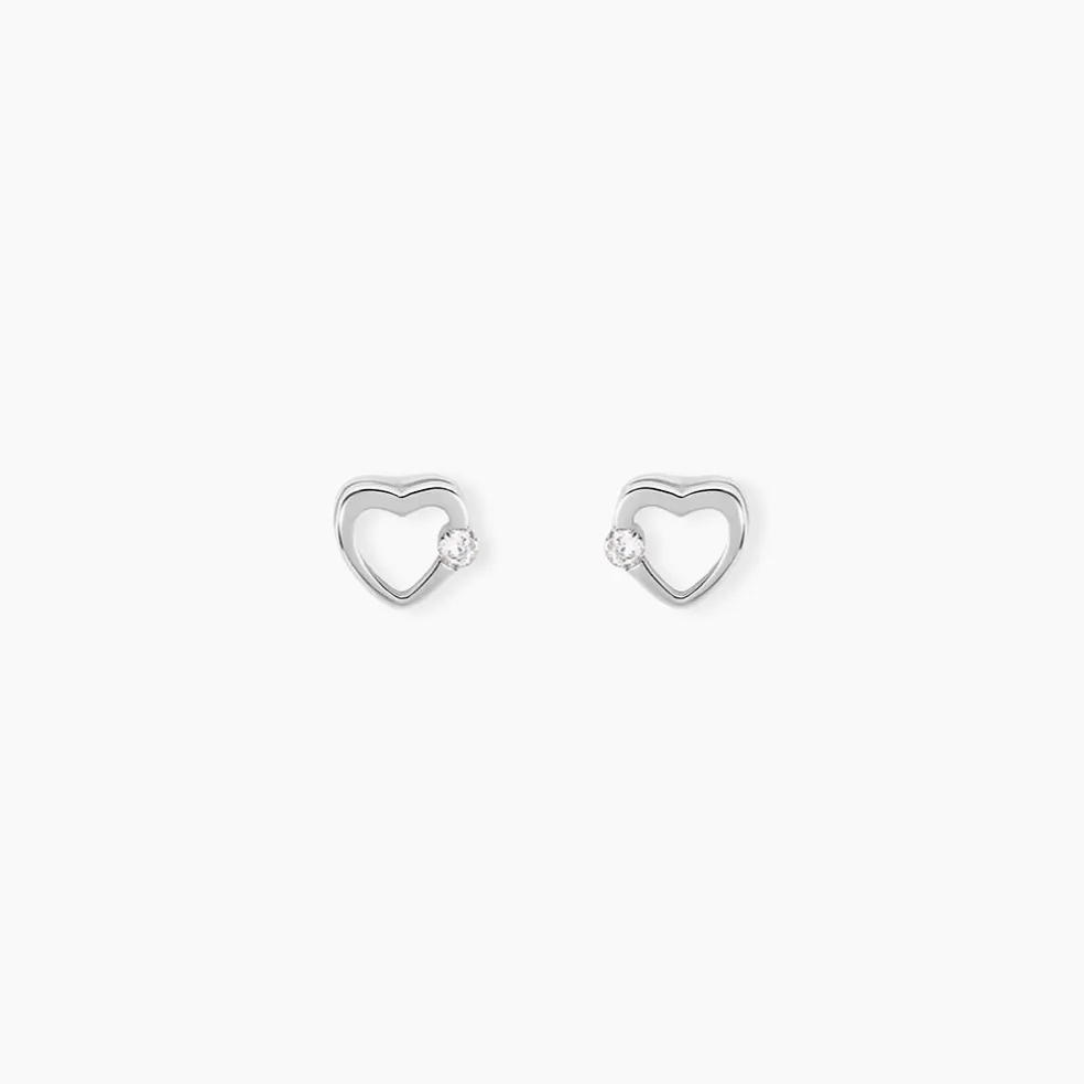 Boucles D'oreilles Puces Elyn Argent Blanc Oxyde De Zirconium