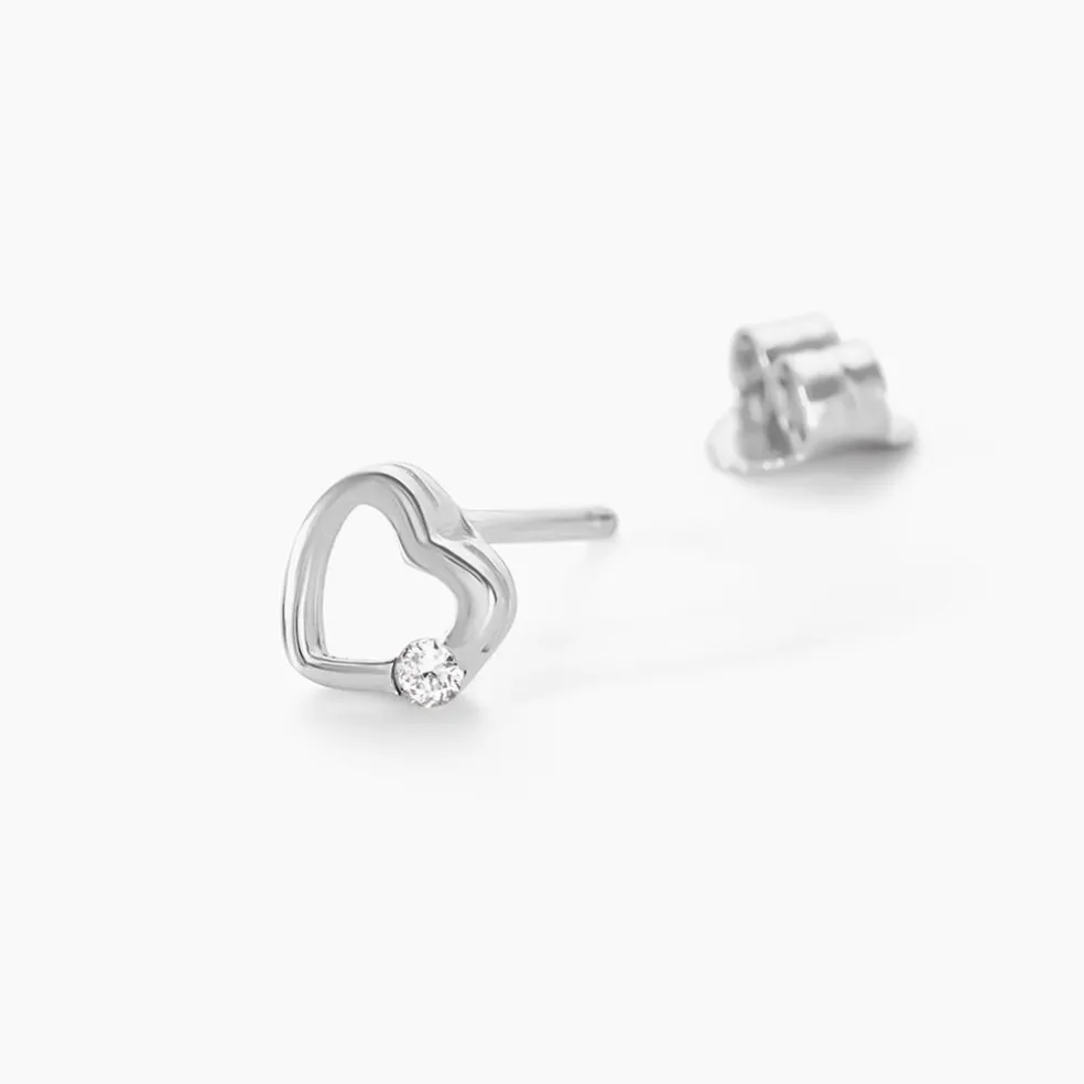Boucles D'oreilles Puces Elyn Argent Blanc Oxyde De Zirconium