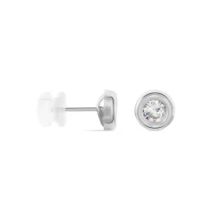Boucles D'oreilles Puces Eden Serti Pneu Or Blanc Oxyde De Zirconium