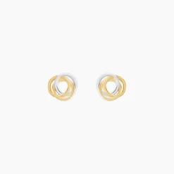 Boucles D'oreilles Puces Edmee Cercle Or Bicolore