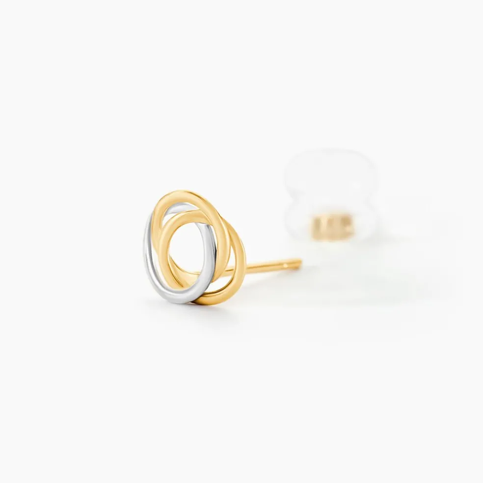 Boucles D'oreilles Puces Edmee Cercle Or Bicolore