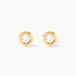 Boucles D'oreilles Puces Eden Serti Pneu Or Jaune Oxyde De Zirconium
