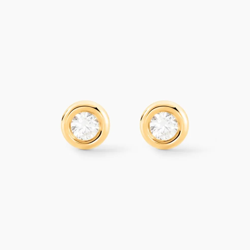 Boucles D'oreilles Puces Eden Serti Pneu Or Jaune Oxyde De Zirconium