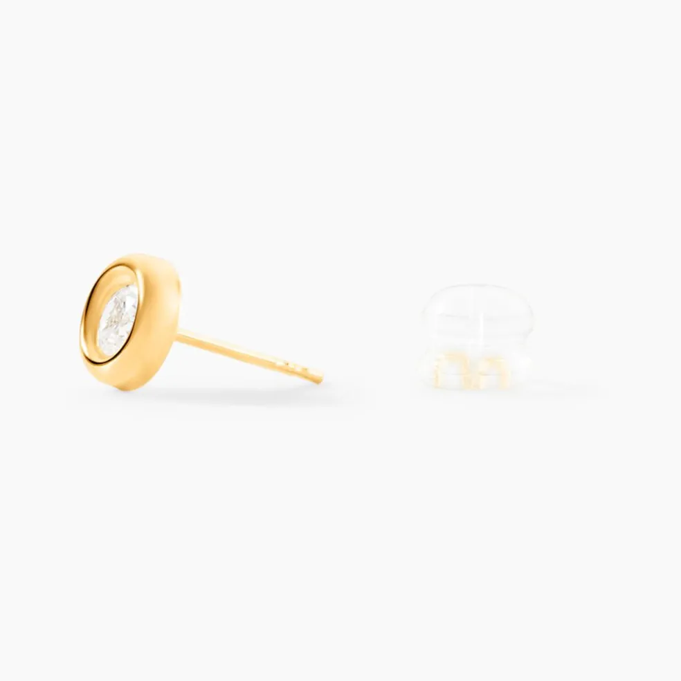 Boucles D'oreilles Puces Eden Serti Pneu Or Jaune Oxyde De Zirconium