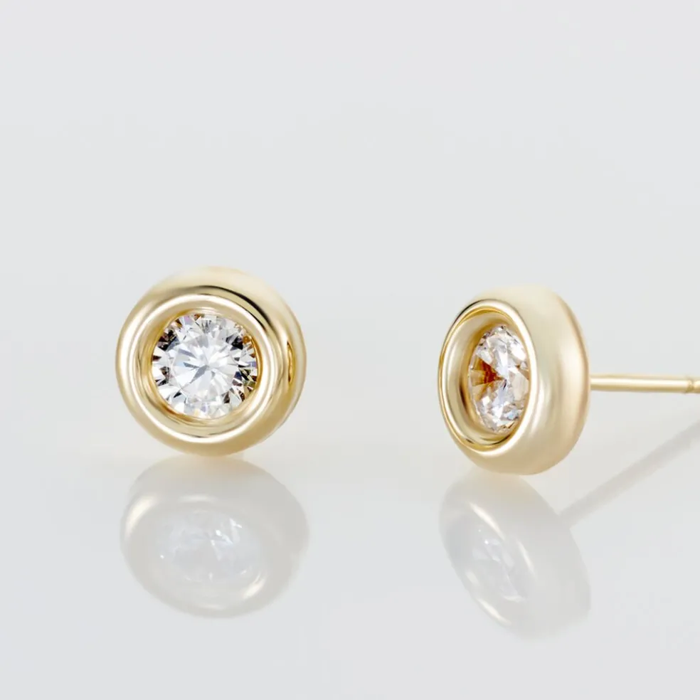 Boucles D'oreilles Puces Eden Serti Pneu Or Jaune Oxyde De Zirconium