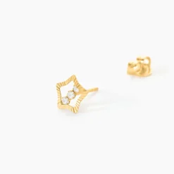 Boucles D'oreilles Puces Elais Etoile 5 Or Jaune Oxyde