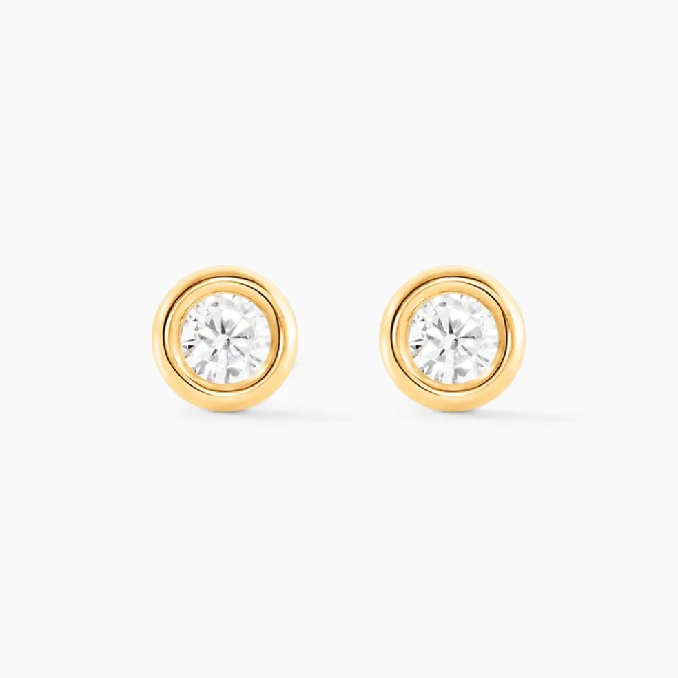 Boucles D'oreilles Puces Eden Serti Pneu Or Jaune Oxyde De Zirconium