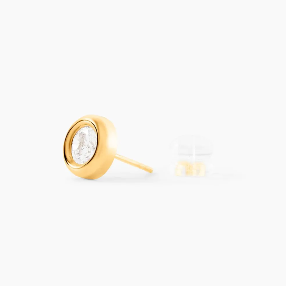 Boucles D'oreilles Puces Eden Serti Pneu Or Jaune Oxyde De Zirconium
