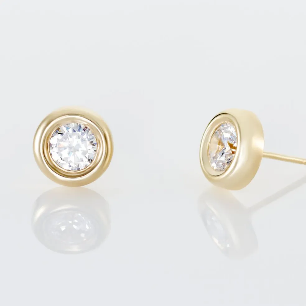 Boucles D'oreilles Puces Eden Serti Pneu Or Jaune Oxyde De Zirconium