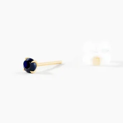 Boucles D'oreilles Puces Elea Serti Griffe Or Jaune Saphir