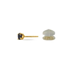 Boucles D'oreilles Puces Elea Serti Griffe Or Jaune Saphir