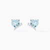 Boucles D'oreilles Puces Eva Or Blanc Topaze Et Oxyde De Zirconium