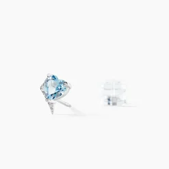 Boucles D'oreilles Puces Eva Or Blanc Topaze Et Oxyde De Zirconium