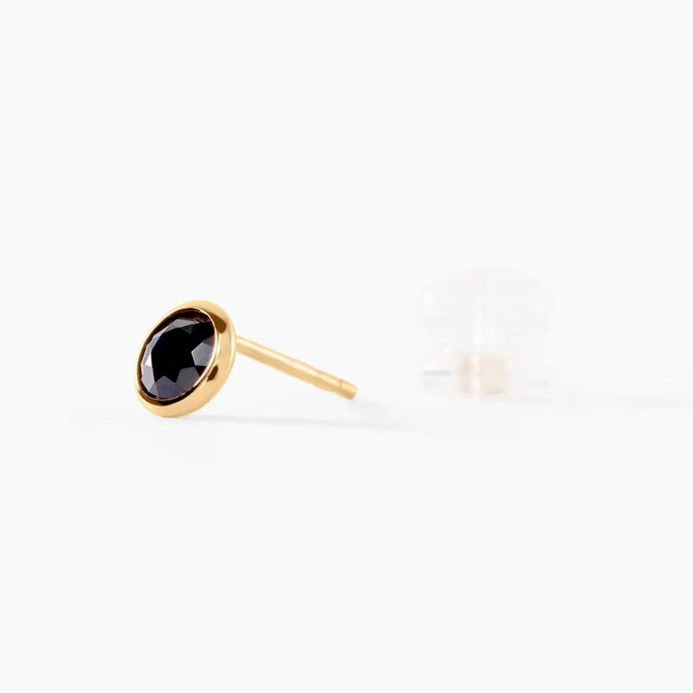 Boucles D'oreilles Puces Edy Serti Clos Or Jaune Saphir