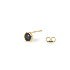 Boucles D'oreilles Puces Edy Serti Clos Or Jaune Saphir