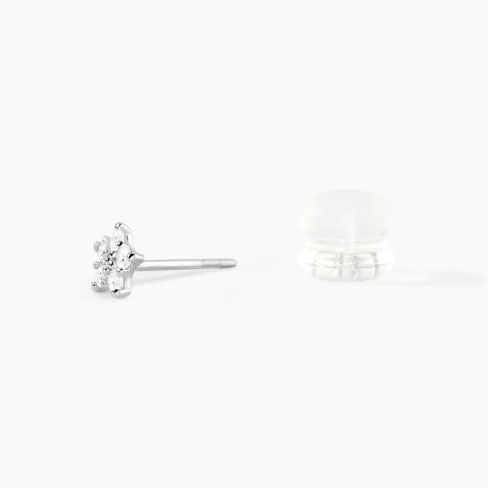 Boucles D'oreilles Puces Elais Etoile Or Blanc Oxyde De Zirconium
