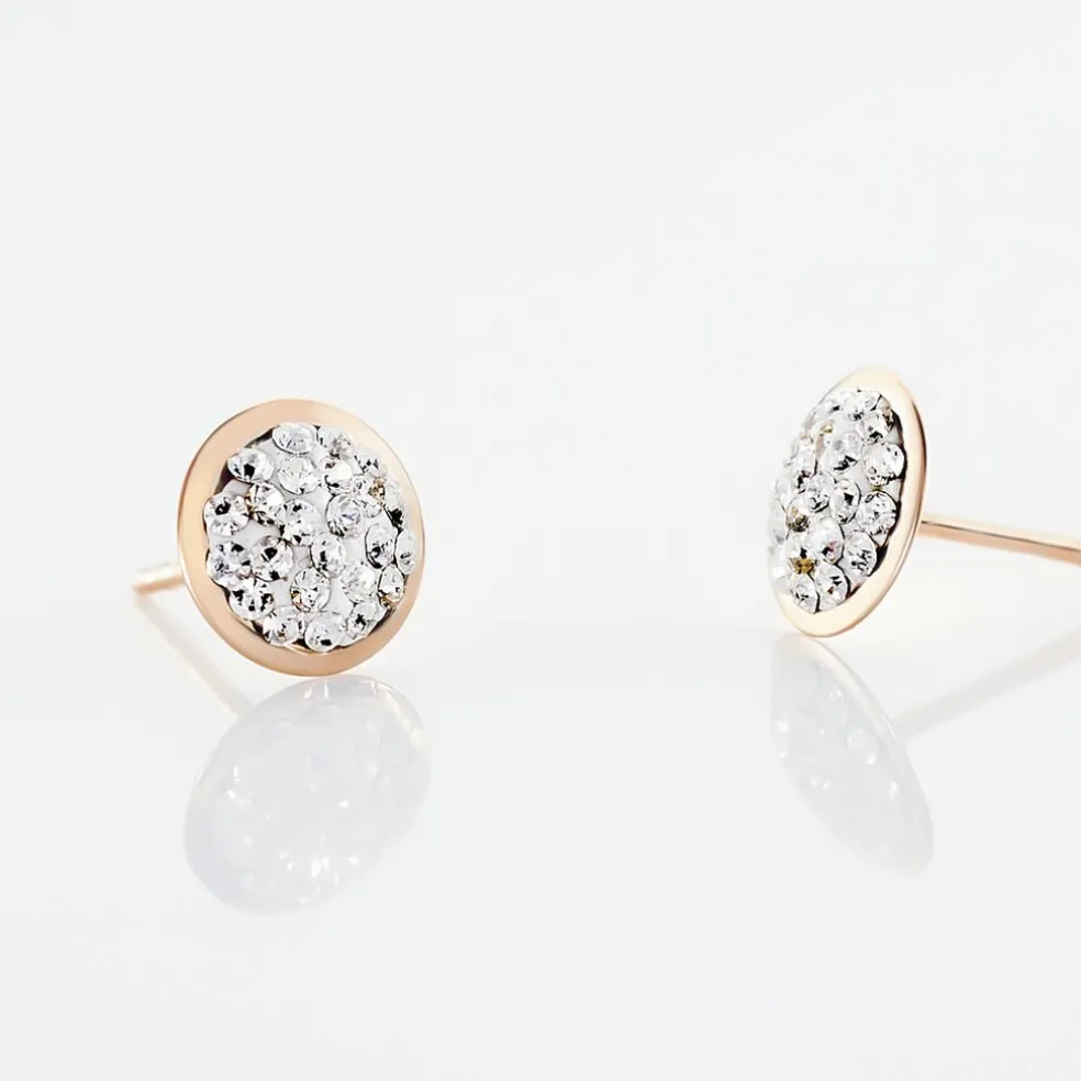 Boucles D'oreilles Puces Edmee Cercle 0 Or Rose Strass