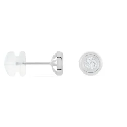 Boucles D'oreilles Puces Eden Serti Pneu Or Blanc Oxyde De Zirconium