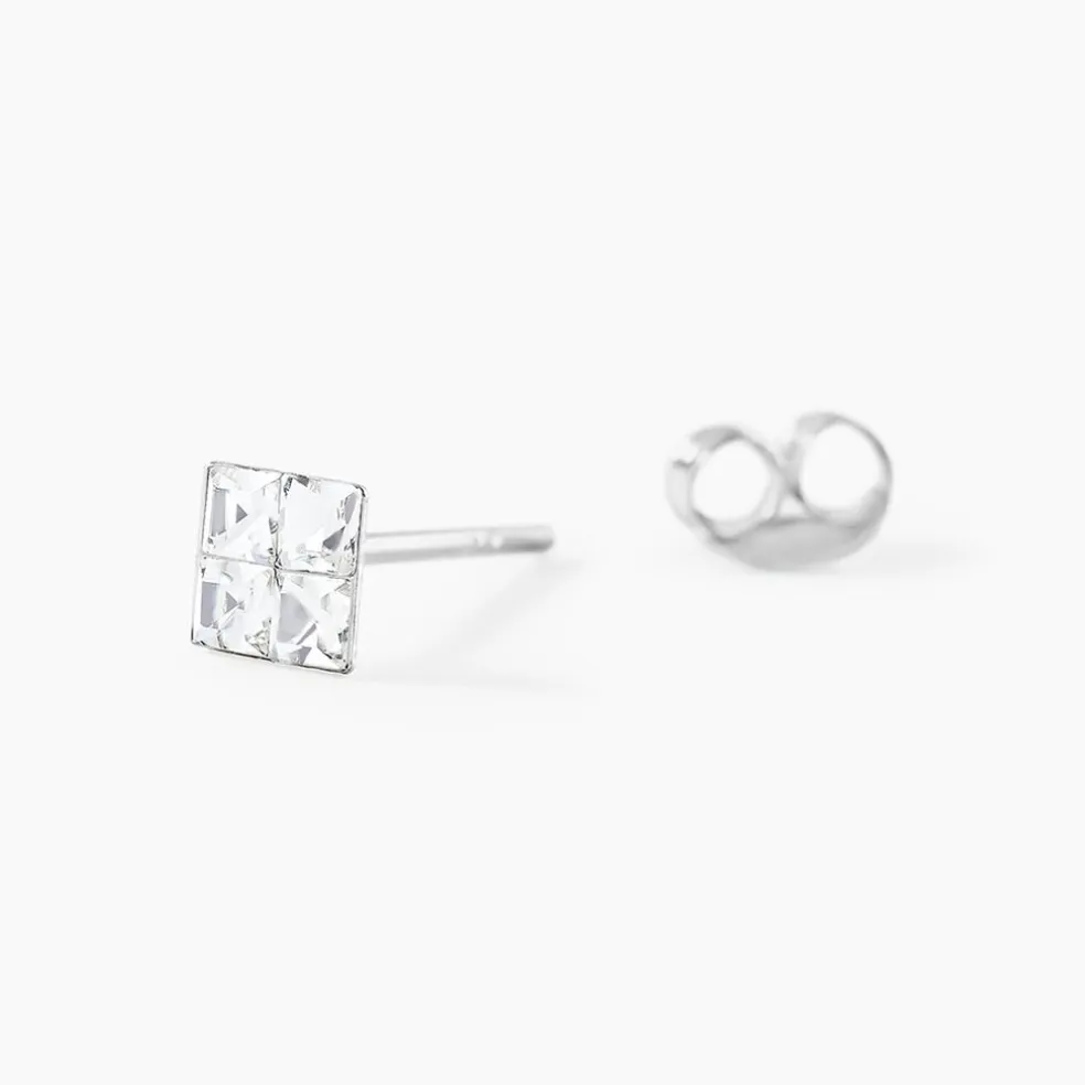 Boucles D'oreilles Puces Eve Argent Blanc Oxyde De Zirconium