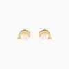 Boucles D'oreilles Puces Eleanor Dauphin Or Jaune Perle De Culture