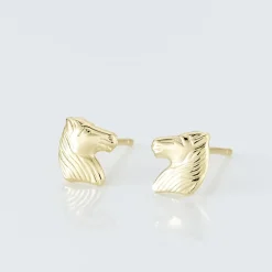 Boucles D'oreilles Puces Freyia Cheval Or Jaune
