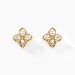 Boucles D'oreilles Puces Fionae Or Jaune Oxyde De Zirconium