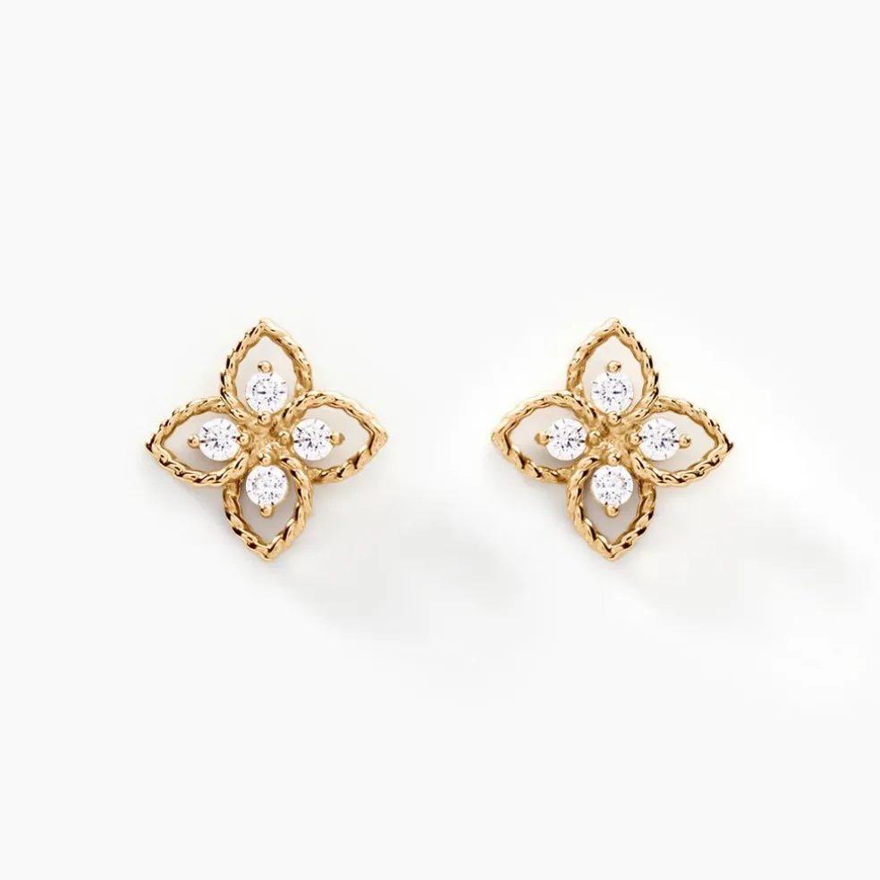 Boucles D'oreilles Puces Fionae Or Jaune Oxyde De Zirconium