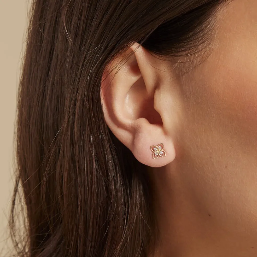 Boucles D'oreilles Puces Fionae Or Jaune Oxyde De Zirconium