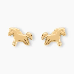 Boucles D'oreilles Puces Freyia Cheval Or Jaune