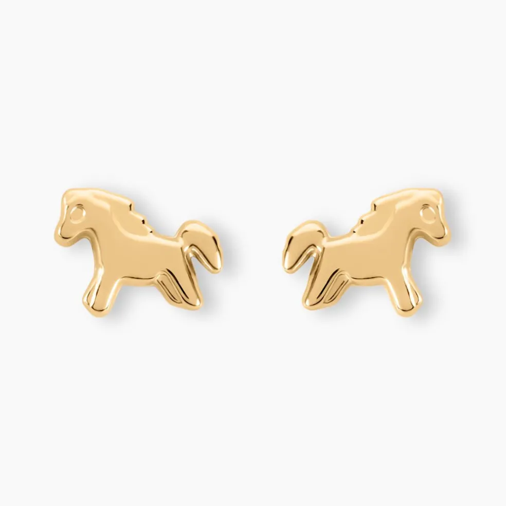 Boucles D'oreilles Puces Freyia Cheval Or Jaune