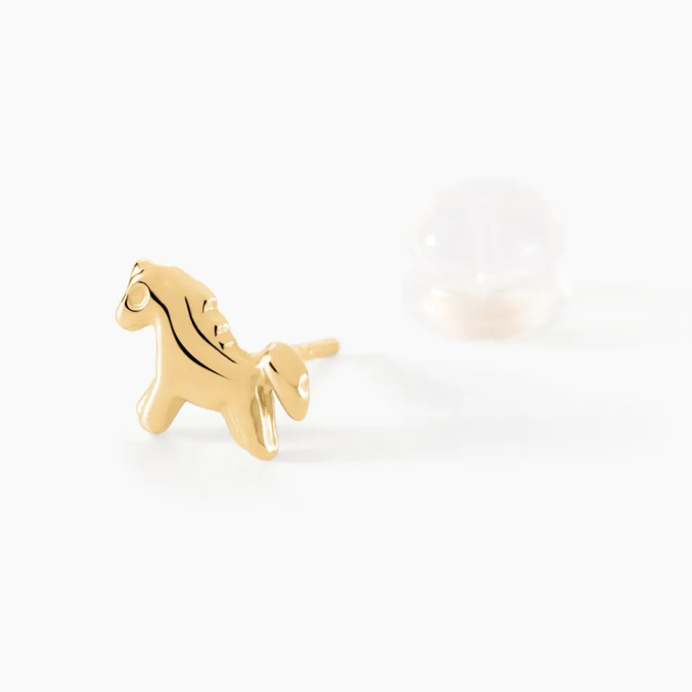 Boucles D'oreilles Puces Freyia Cheval Or Jaune
