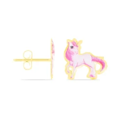 Boucles D'oreilles Puces Fantasila Cheval Or Jaune