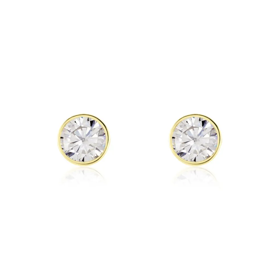 Boucles D'oreilles Puces Franze Or Jaune Oxyde De Zirconium