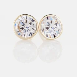 Boucles D'oreilles Puces Franze Or Jaune Oxyde De Zirconium