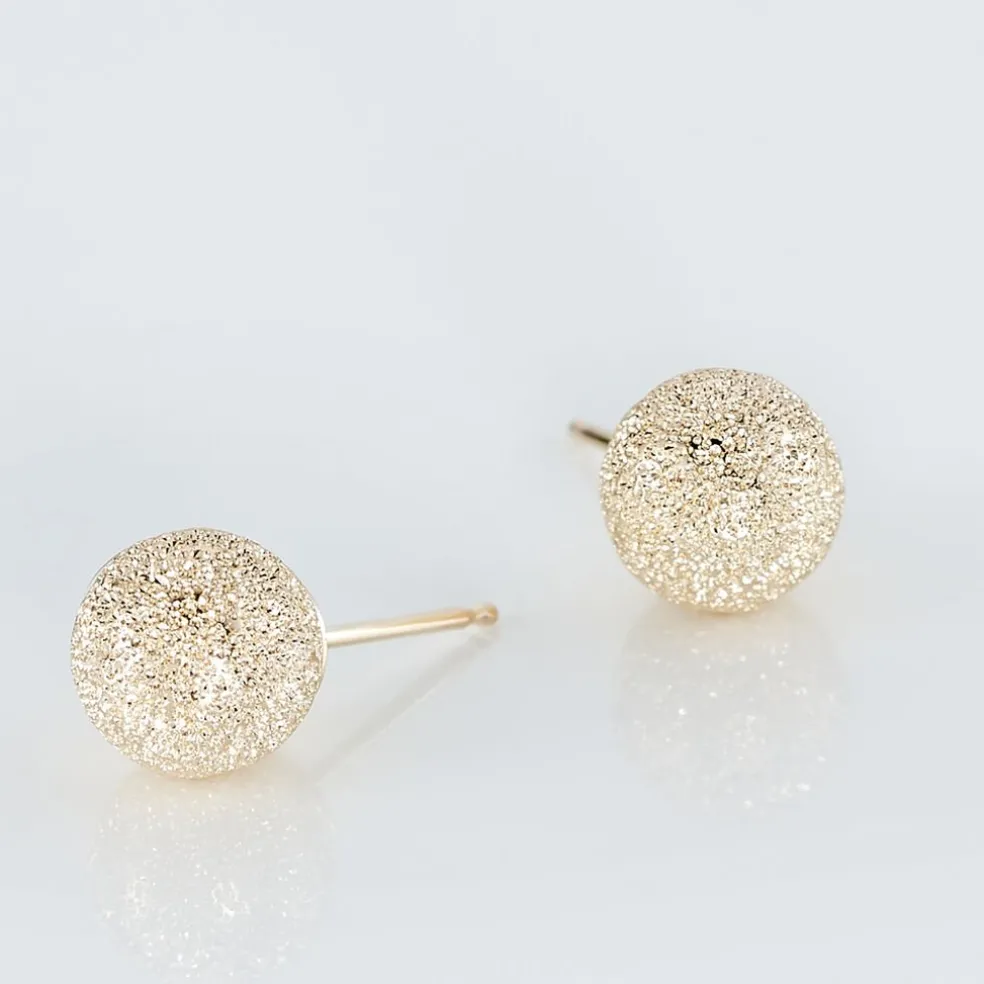 Boucles D'oreilles Puces Fidelia Boule Sablee Or Jaune