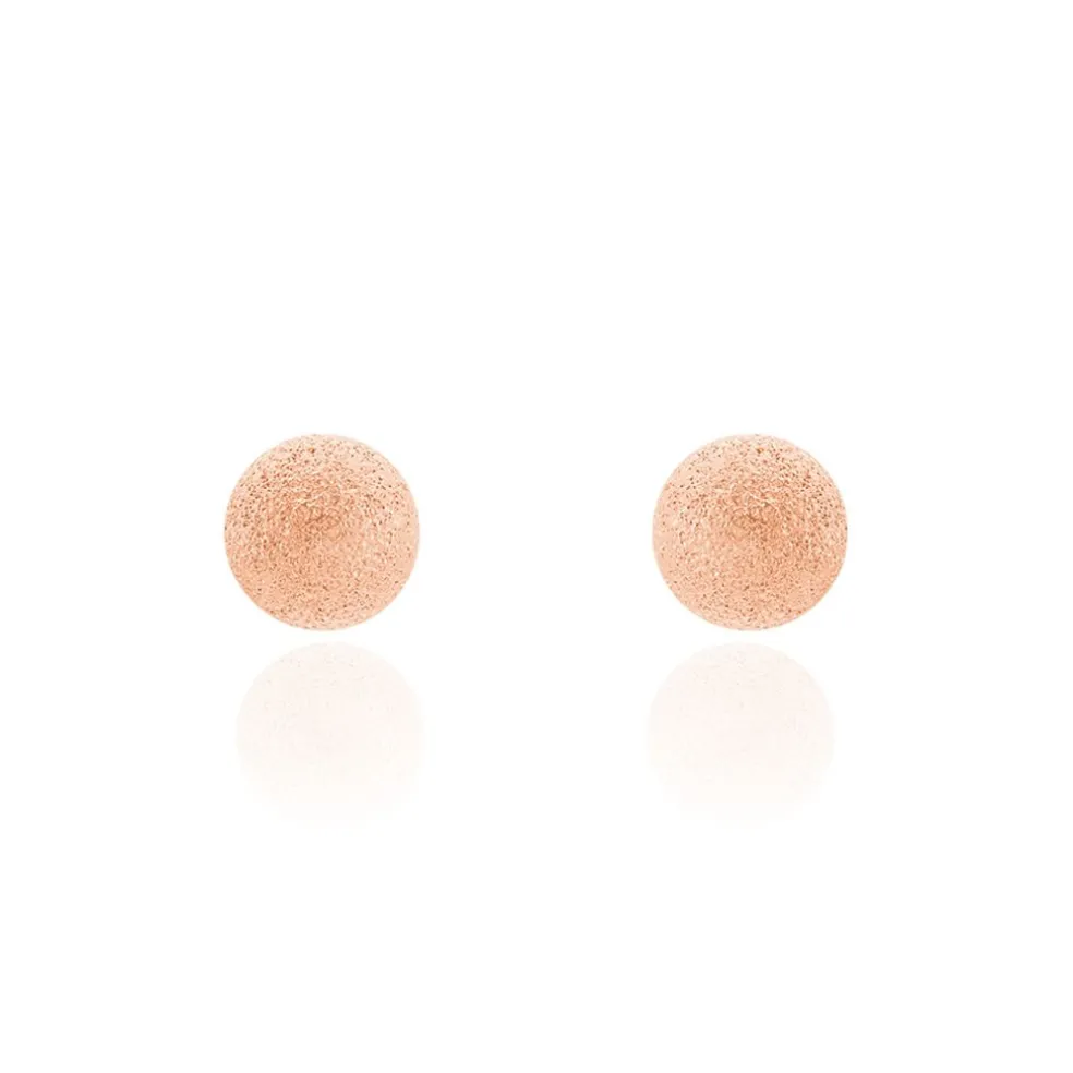 Boucles D'oreilles Puces Fidelia Boule Sablee Or Rose