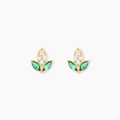 Boucles D'Oreilles Puces Firenze Or Jaune Oxyde De Zirconium