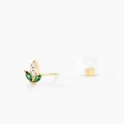 Boucles D'Oreilles Puces Firenze Or Jaune Oxyde De Zirconium