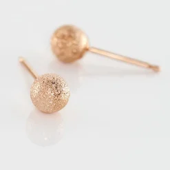 Boucles D'oreilles Puces Fidelia Boule Sablee Or Rose