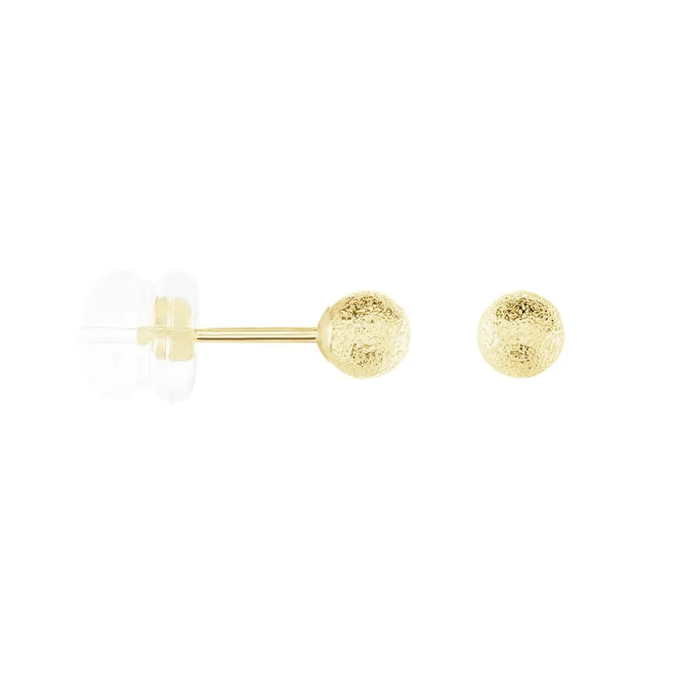 Boucles D'oreilles Puces Fidelia Boule Sablee Or Jaune