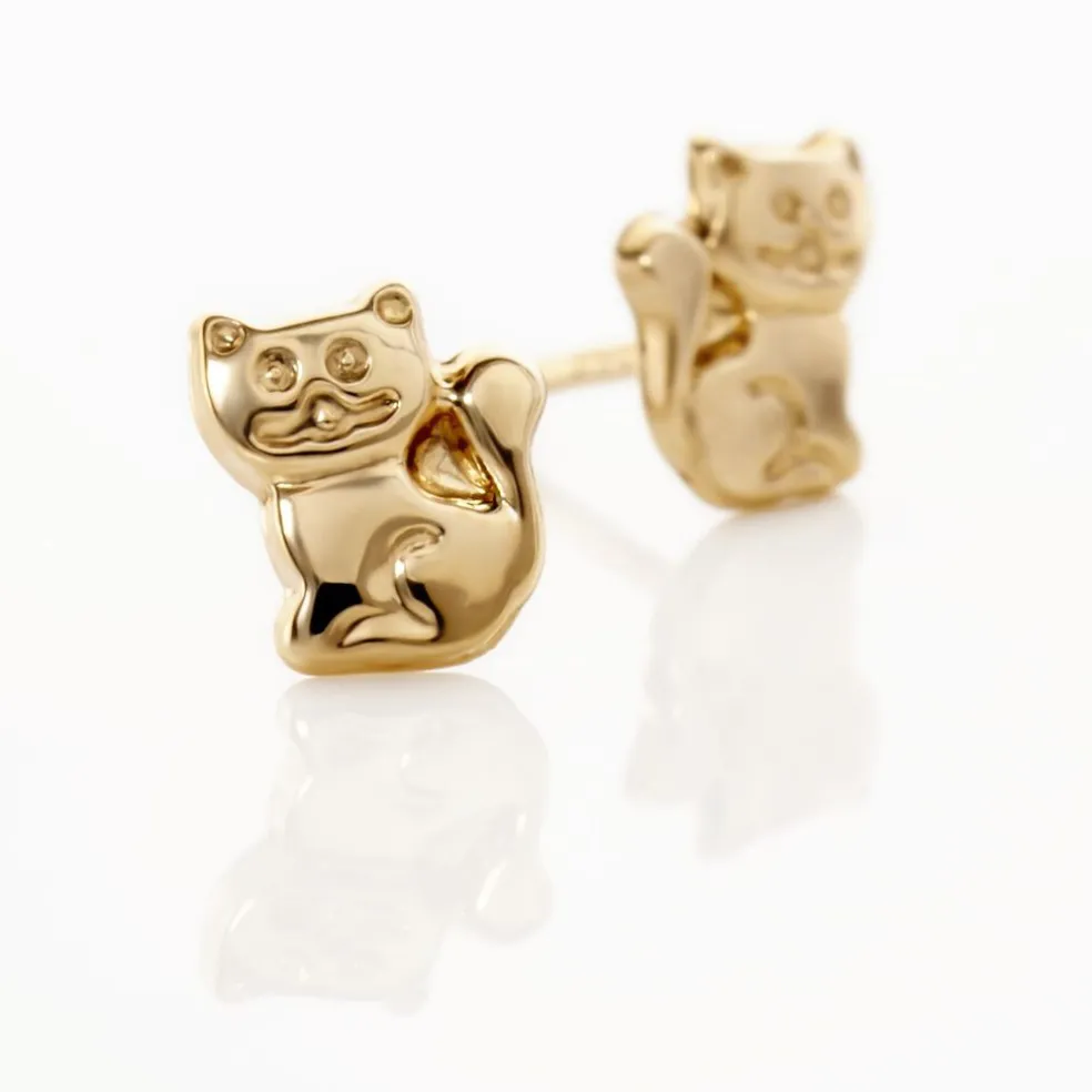 Boucles D'oreilles Puces Florenta Chat Or Jaune